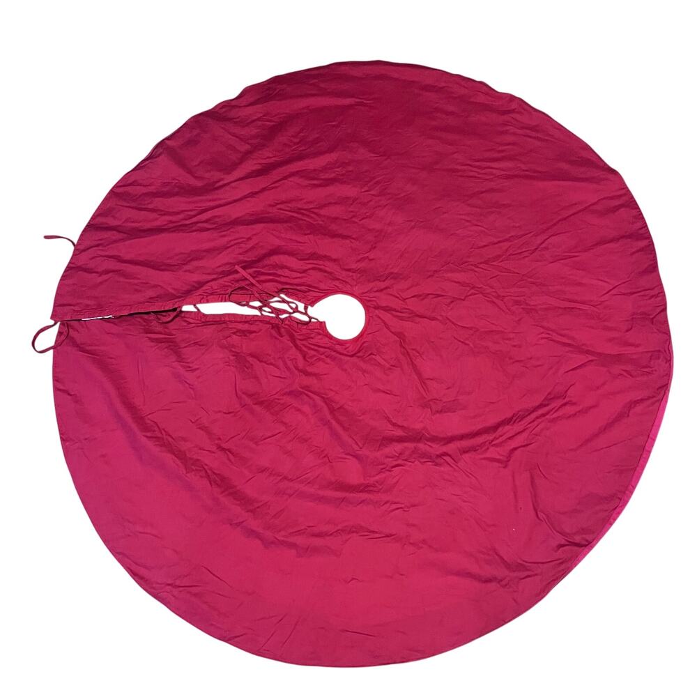 Christmas Tree Skirt 58" Embroidered Snowflake Crushed Velvet Blue Red Dillards - Picture 2 of 5